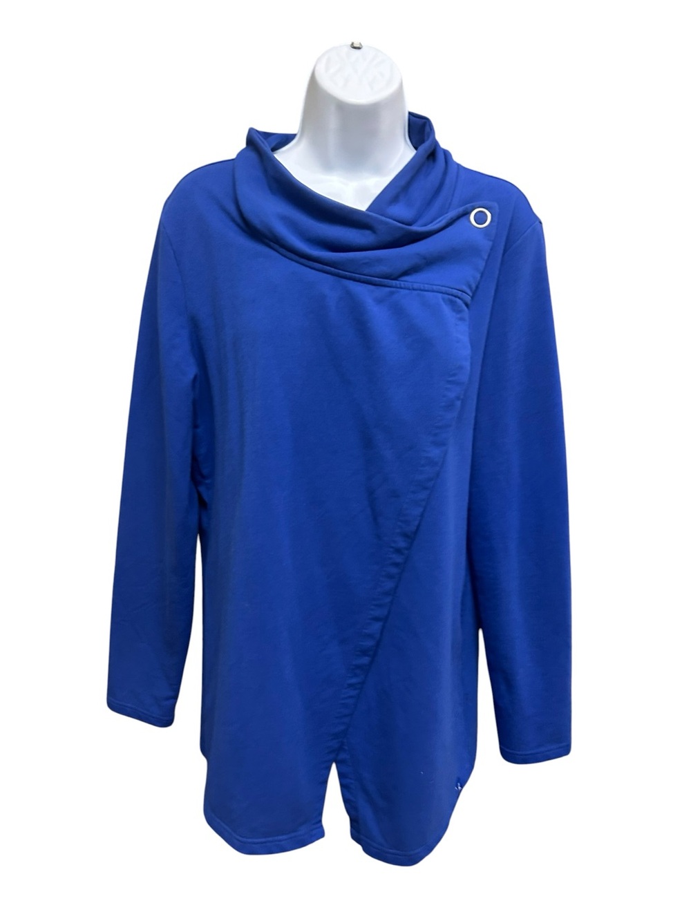 Danskin Flowy One Snap Blue Stretchy Yoga Jacket Size L